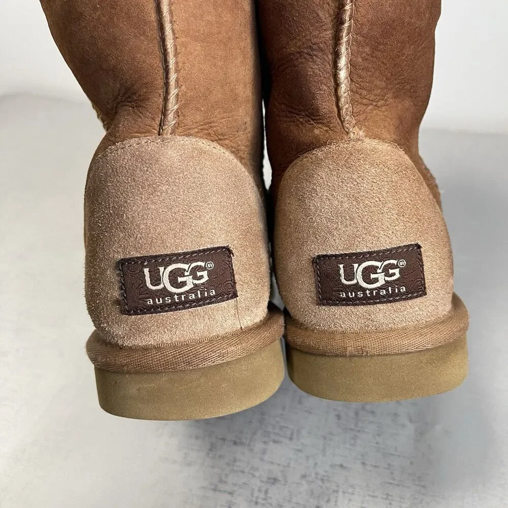 Ugg Classic Short II Boots Suede Shearling Women's Sz 7‎ Chestnut Brown Y2K